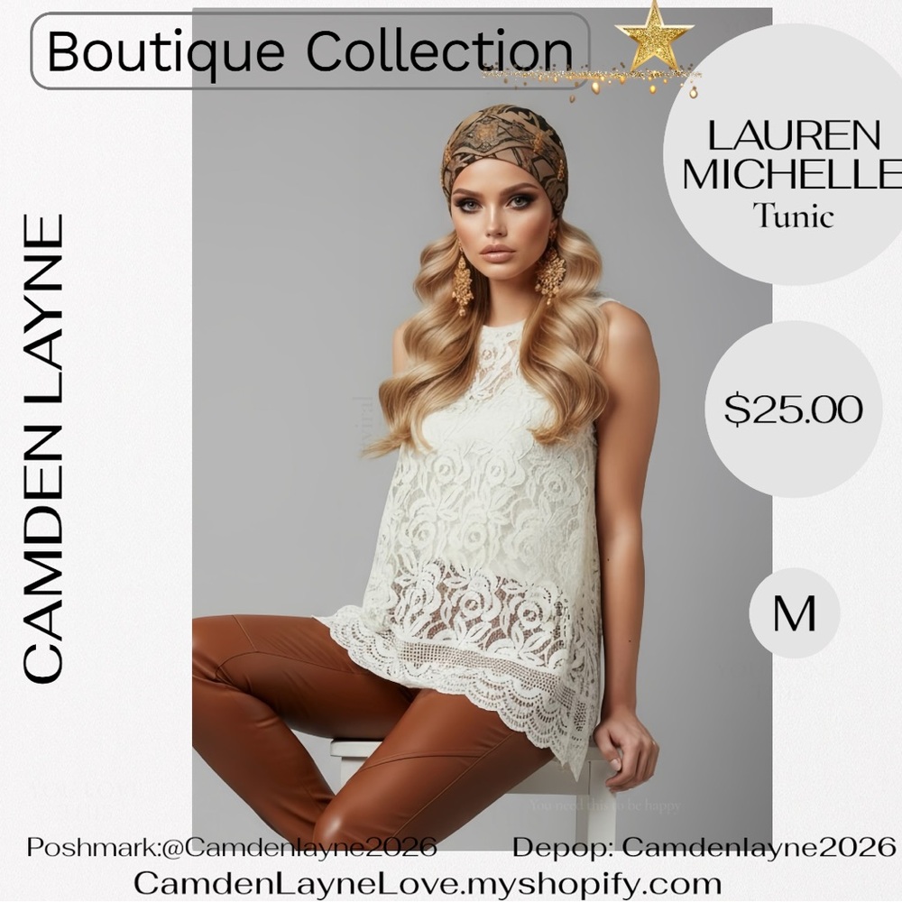 Lauren Michelle Ivory Lace Tunic